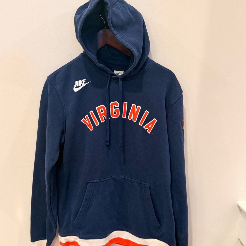 Nike Virginia Cavaliers UVA Pullover Hoodie Navy Blue Orange DJ8349-419 Mens M